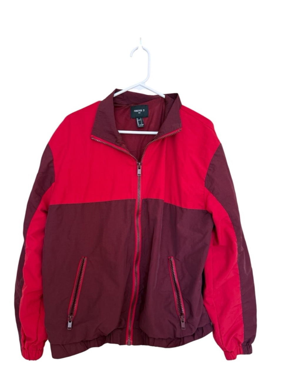 Forever 21 Red & Burgundy Colorblock Lightweight Jacket and matching pants